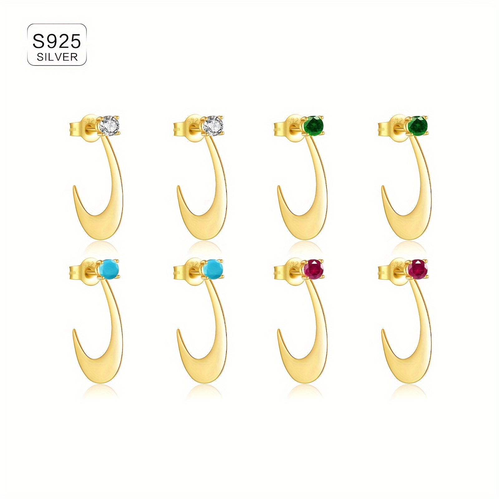 Women's Elegant 925 Silver Earrings with Irregular Geometric Zirconia